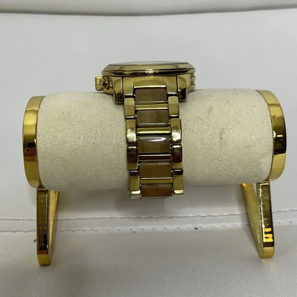 Michael Kors Watch Gold Tortoise Band Chronograph MK5660 Runway Dial Quartz WORK